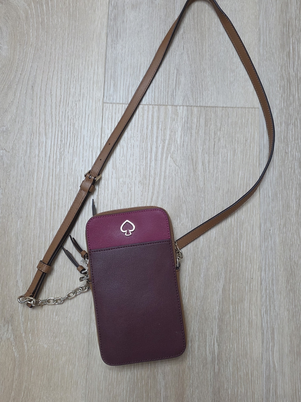kate spade Burgundy and Pink Leather Crossbody Phone Pouch